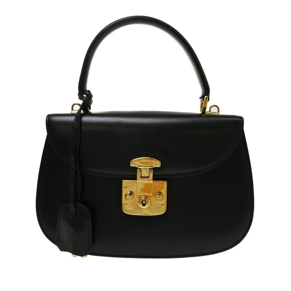 Gucci Lady Lock Satchel Leather Black Leather Handbag